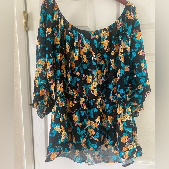 NWT Lane Bryant Floral Off Shoulder Babydoll Whimsigoth  Boho Blouse Size 22/24 - Picture 3 of 9